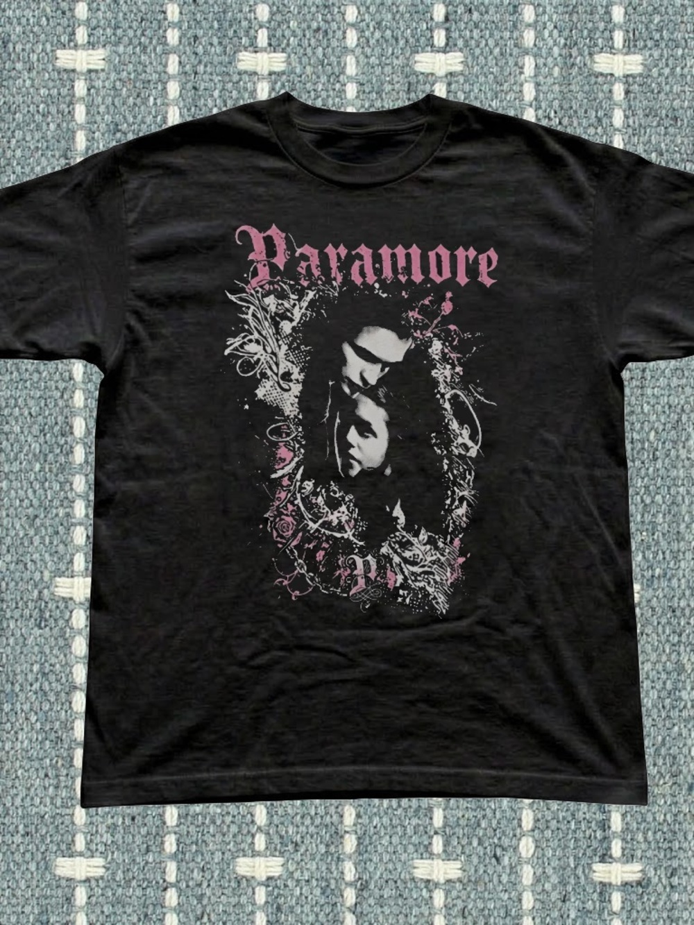 Gildan Black Paramore Graphic Tee with Pink Accents